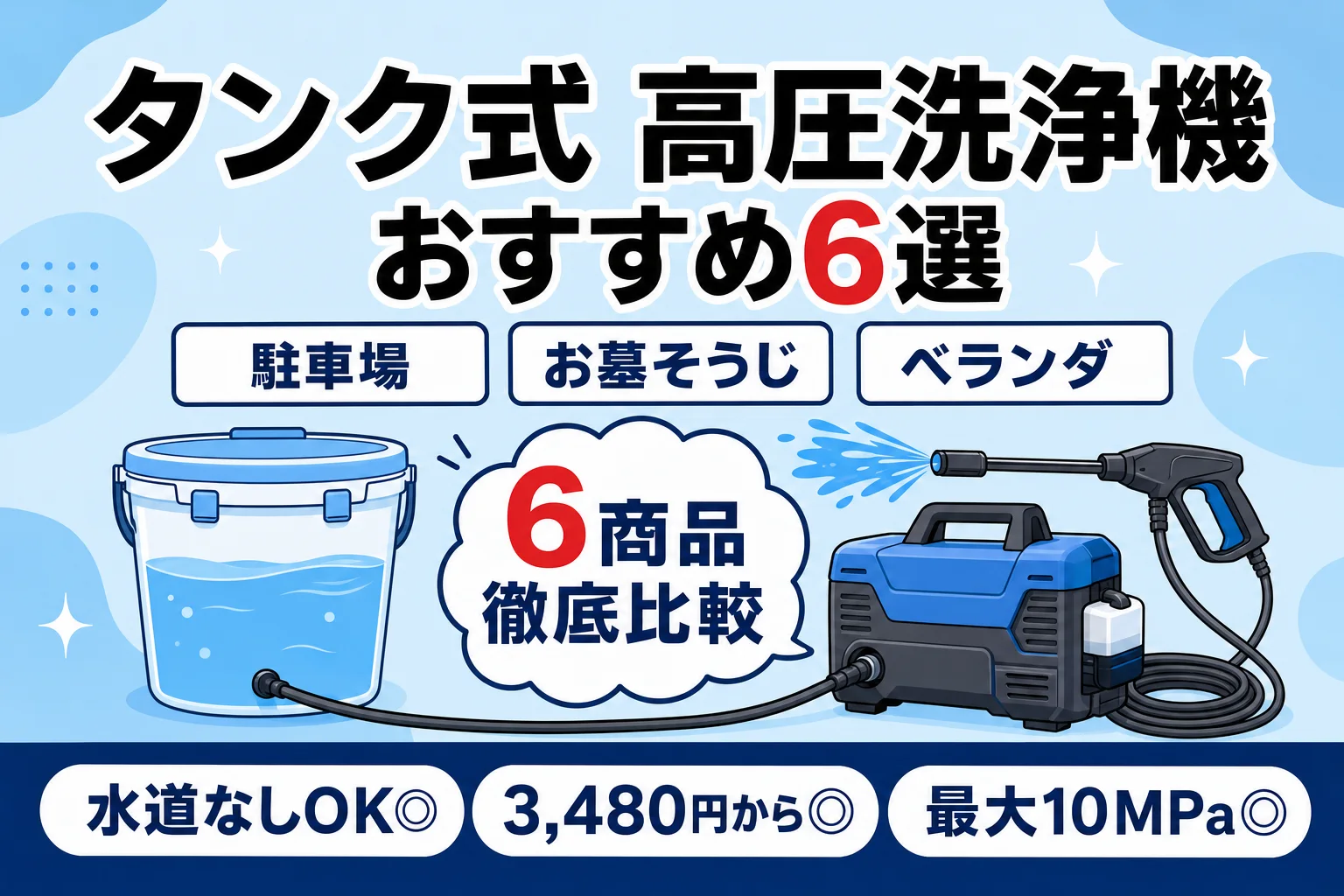【2026年最新】タンク式・水道いらず高圧洗浄機 おすすめ6選|どこでも洗える本命はこれ