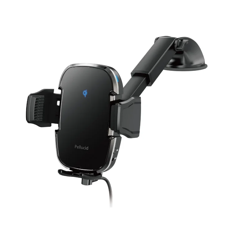 ペルシード ワイヤレス充電+自動開閉スマホホルダー ロングアーム吸盤 PPH2305